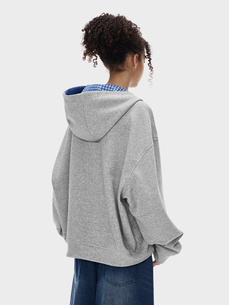 DCRB Plaid Baggy Sweater with Zipper