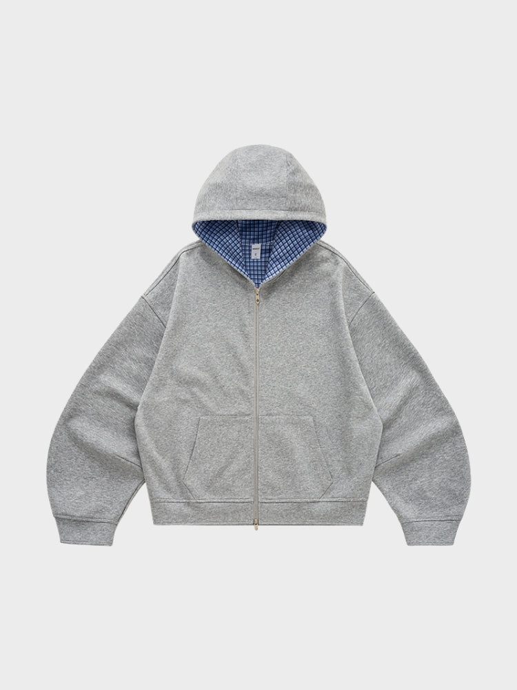 DCRB Plaid Baggy Sweater with Zipper