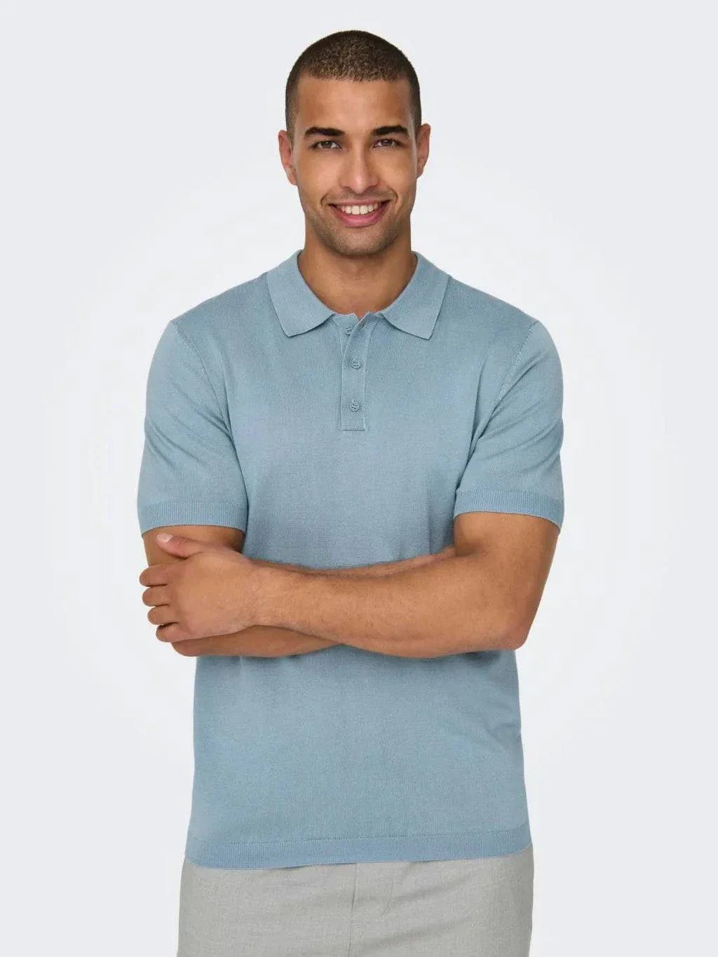 Only and Sons Knitted S/S Polo Sky