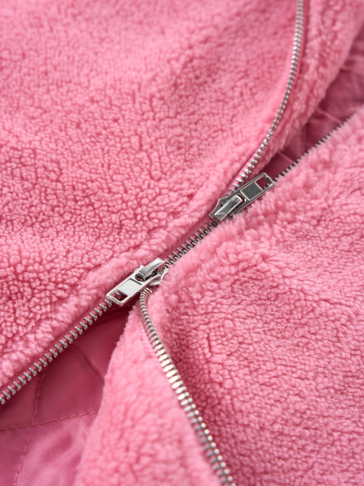 DCRB Two Tone Sherpa Fleece Jacket Pink
