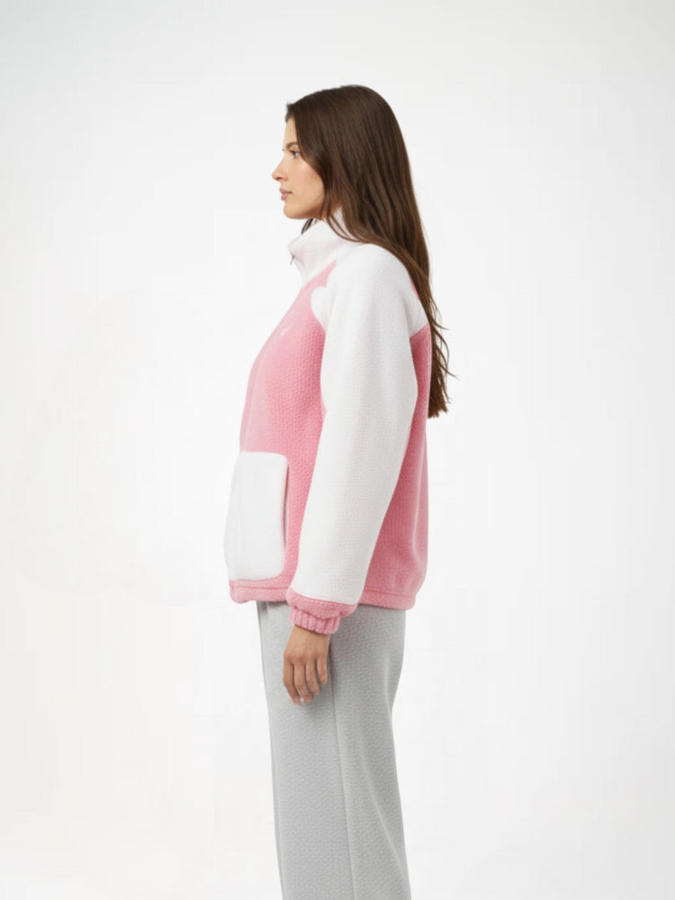 DCRB Two Tone Sherpa Fleece Jacket Pink