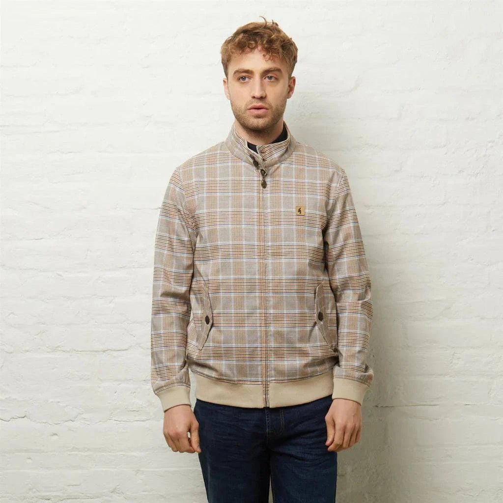 Gabicci Hadrian Paisley Lined Check Jacket Latte