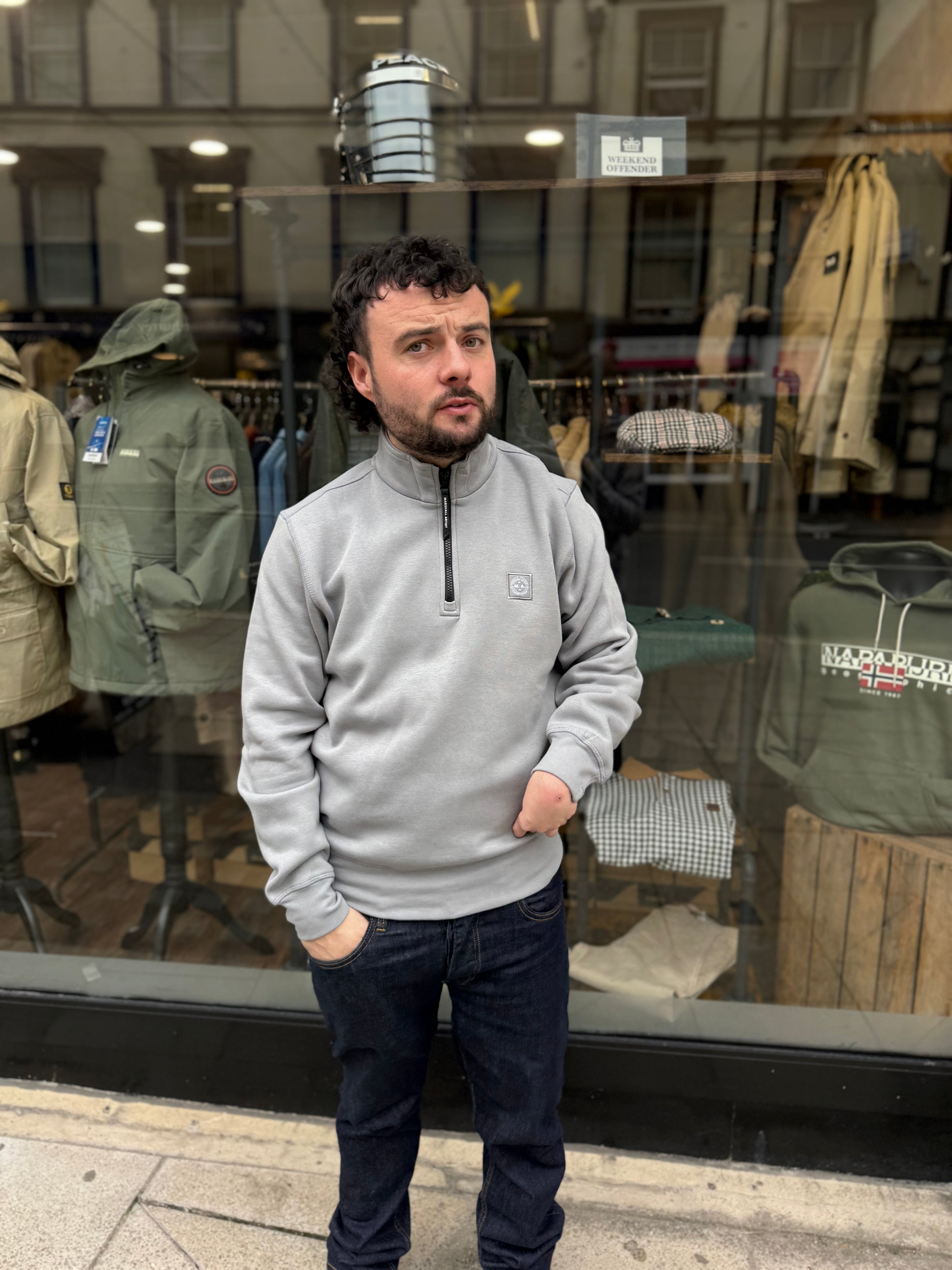 Marshall Artist Marchio Quarter Zip Monument Grey