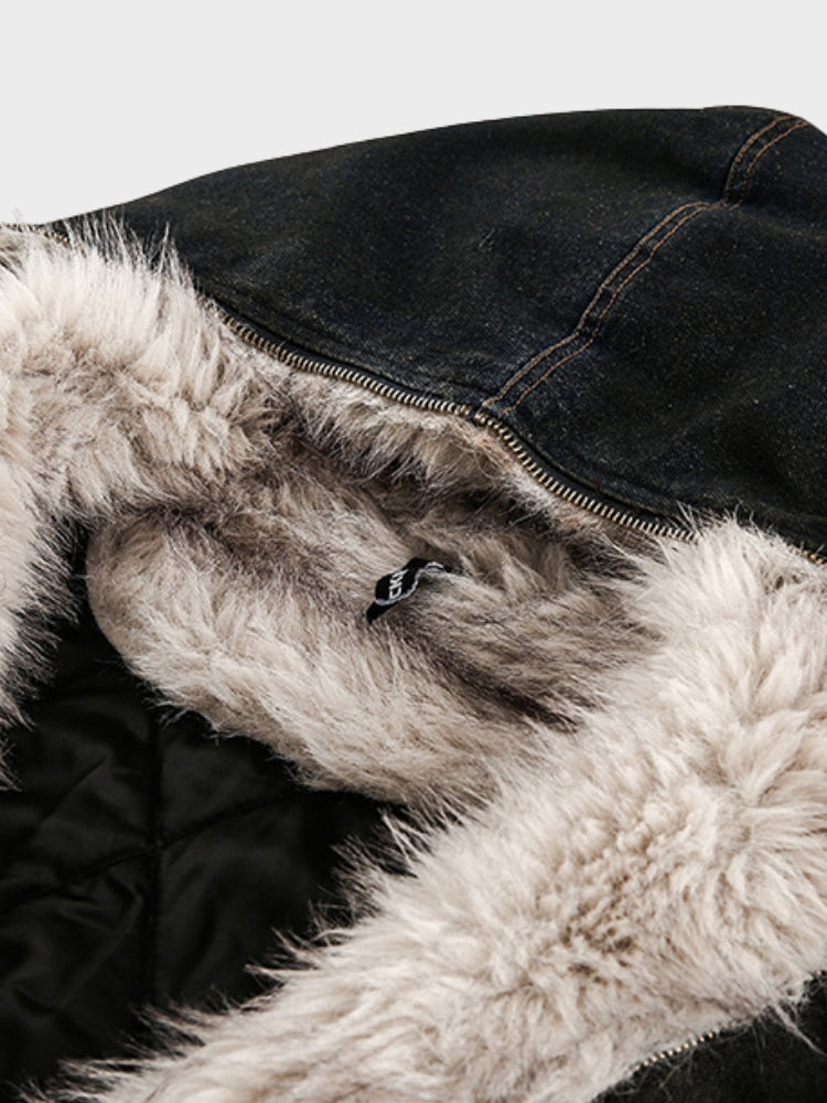 DCRB Washed Denim Fur Jacket