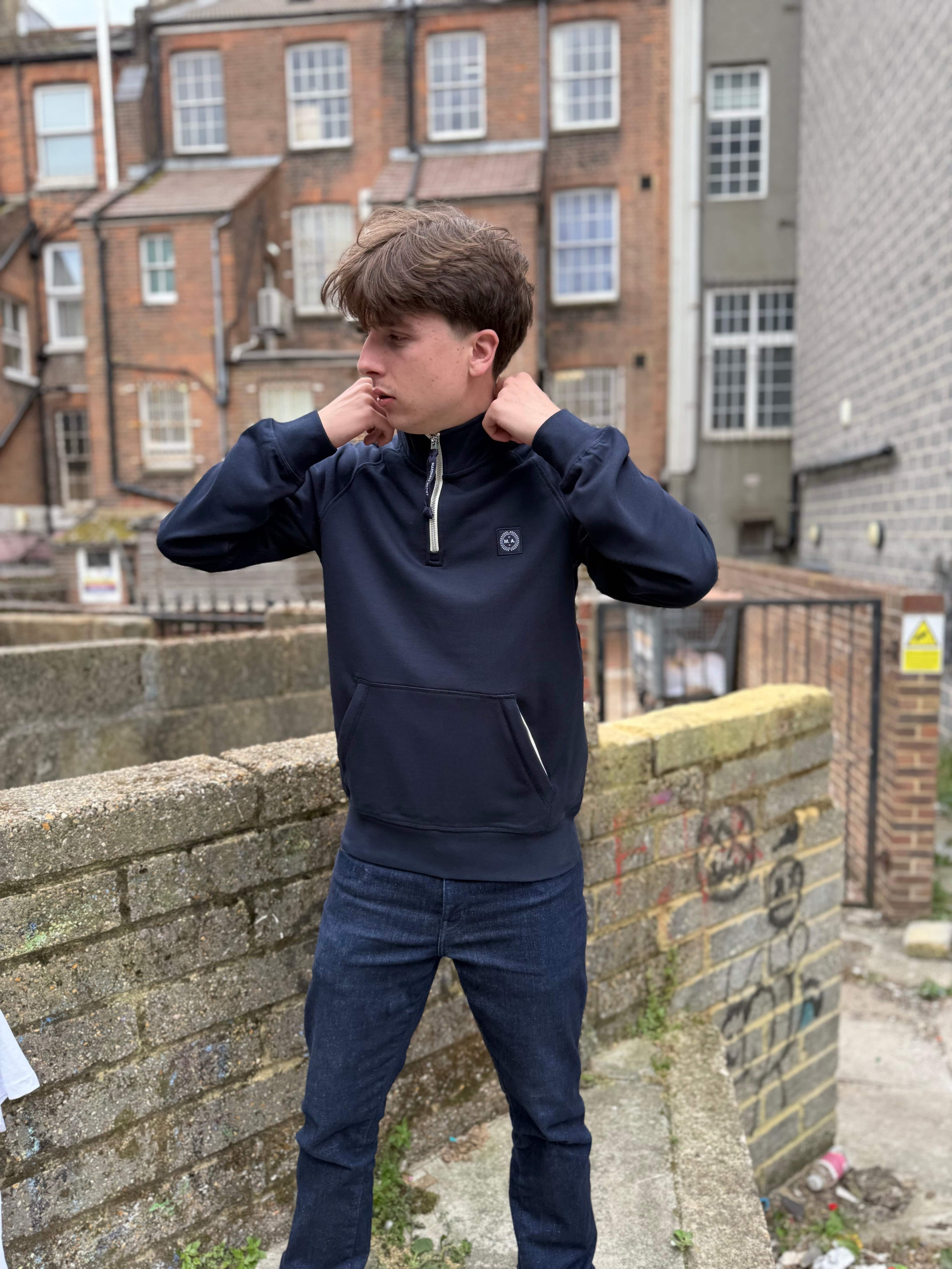 Marshall Artist Foundation Quarter Zip Sweatshirt Navy