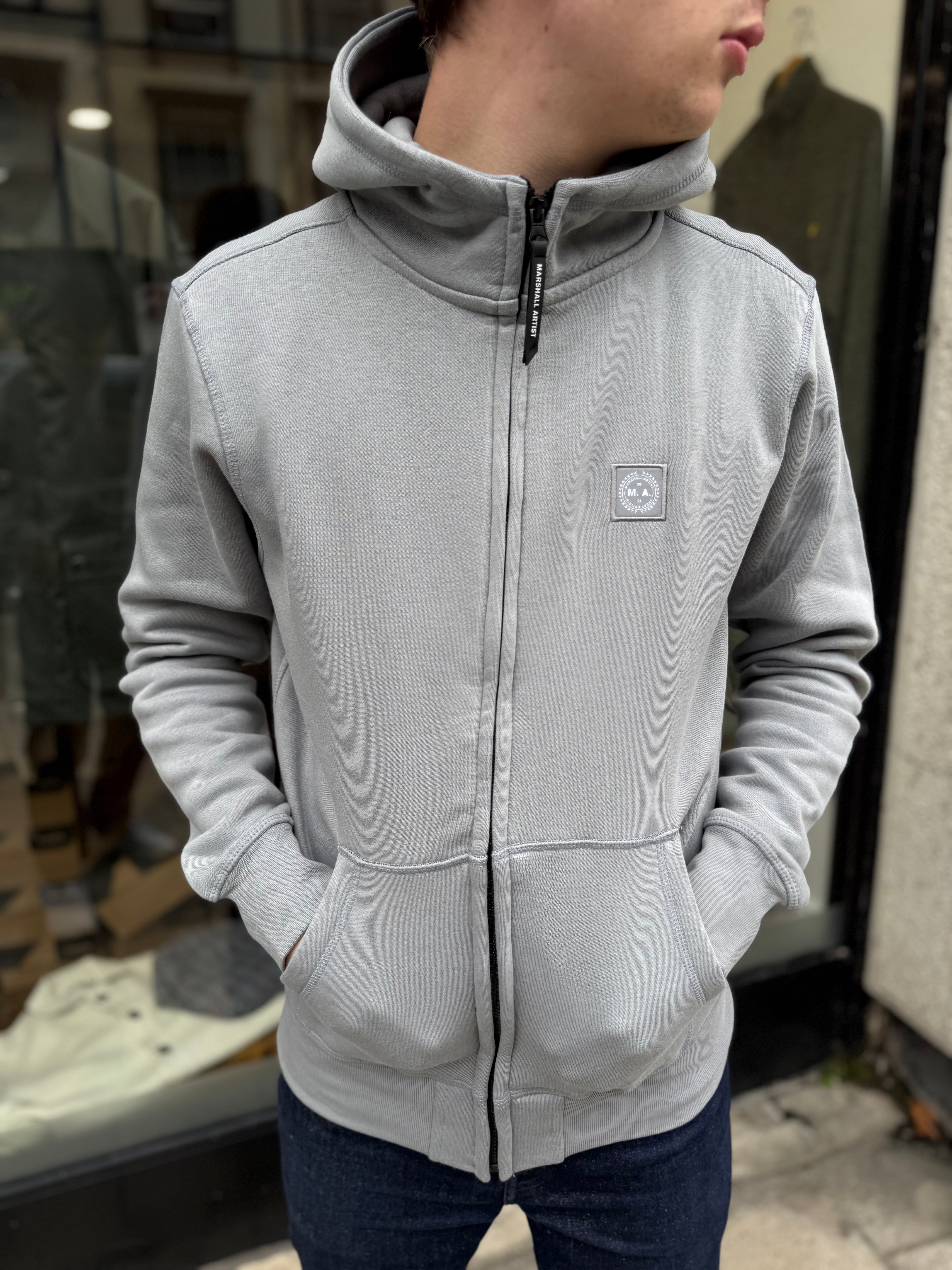 Marshall Artist Marchio Full Zip Hoodie Monument Grey