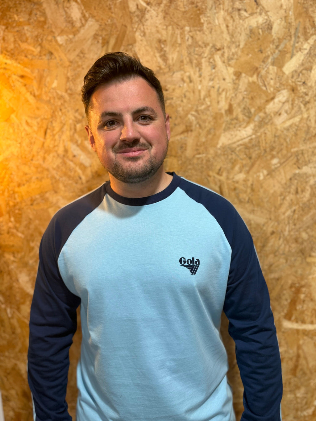 Gola Logo Print Varsity Sky Blue/Navy Long Sleeve T-Shirt