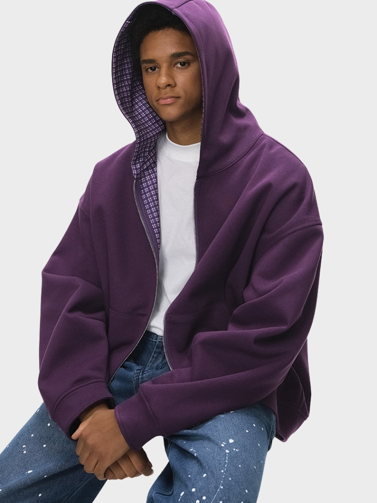 DCRB Plaid Baggy Sweater with Zipper