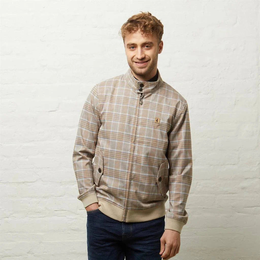 Gabicci Hadrian Paisley Lined Check Jacket Latte