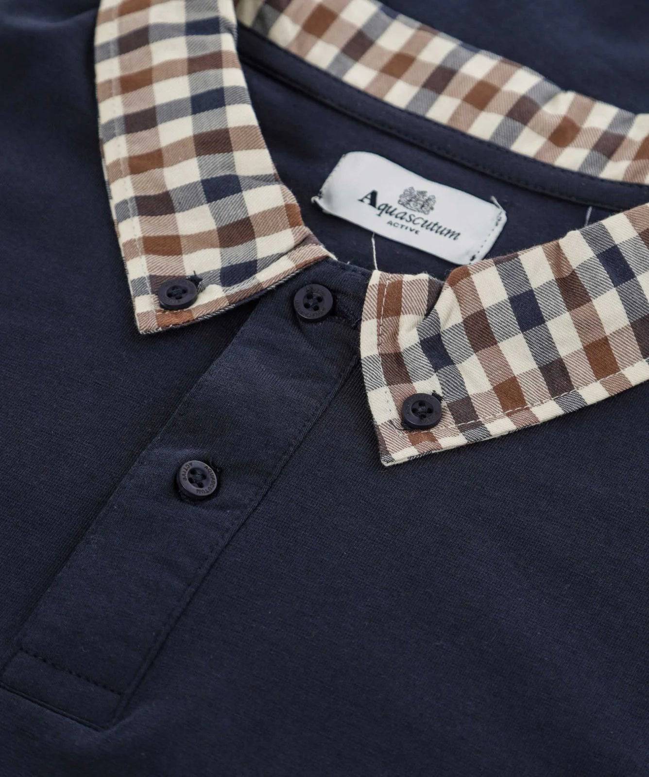 Aquascutum Supima Club Check Collar Polo