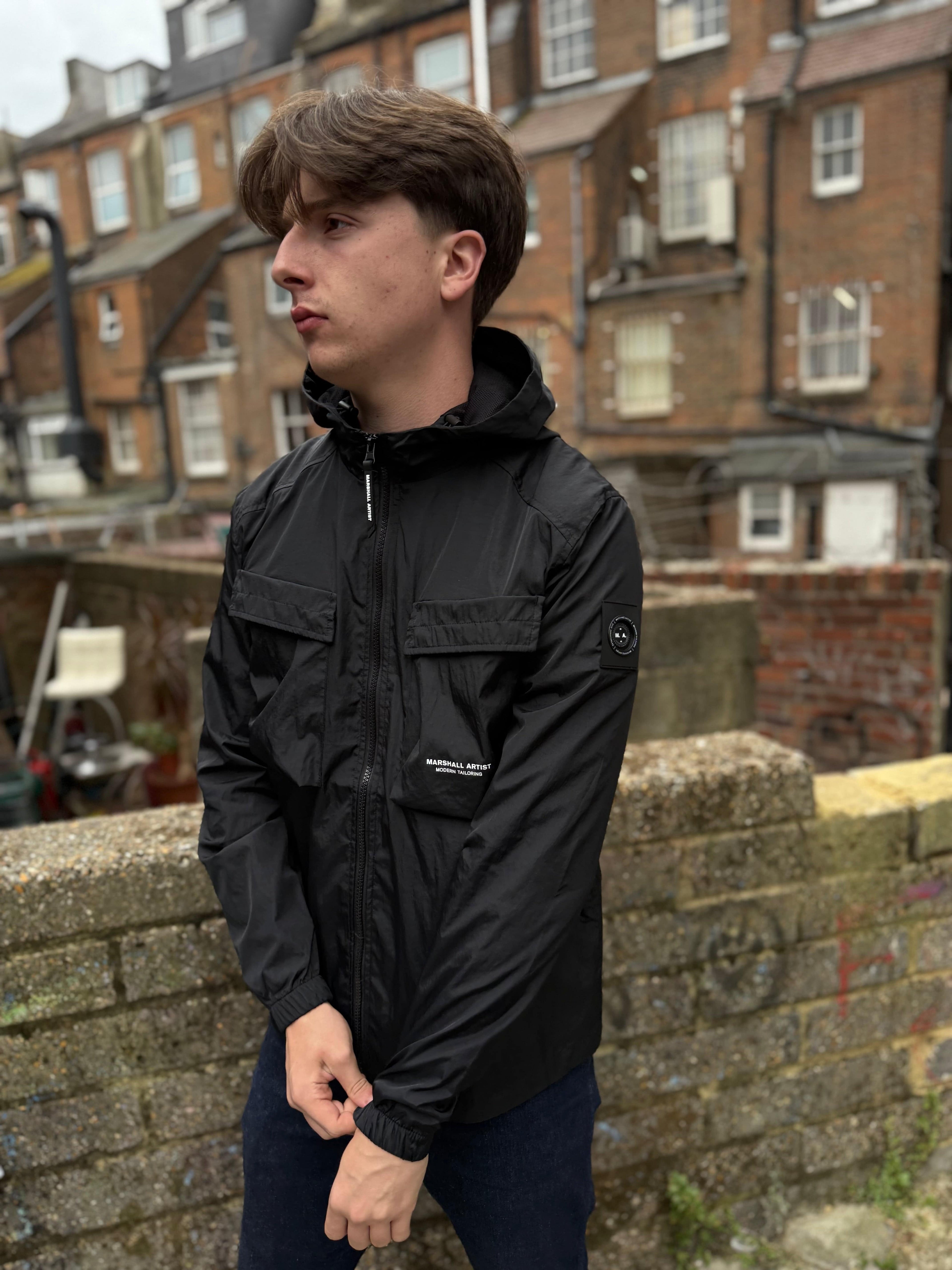 Marshall Artist Crux Hooded Overshirt Jacket Black