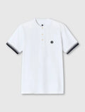 Pretty Green Gradient Tipped Grandad Polo In White