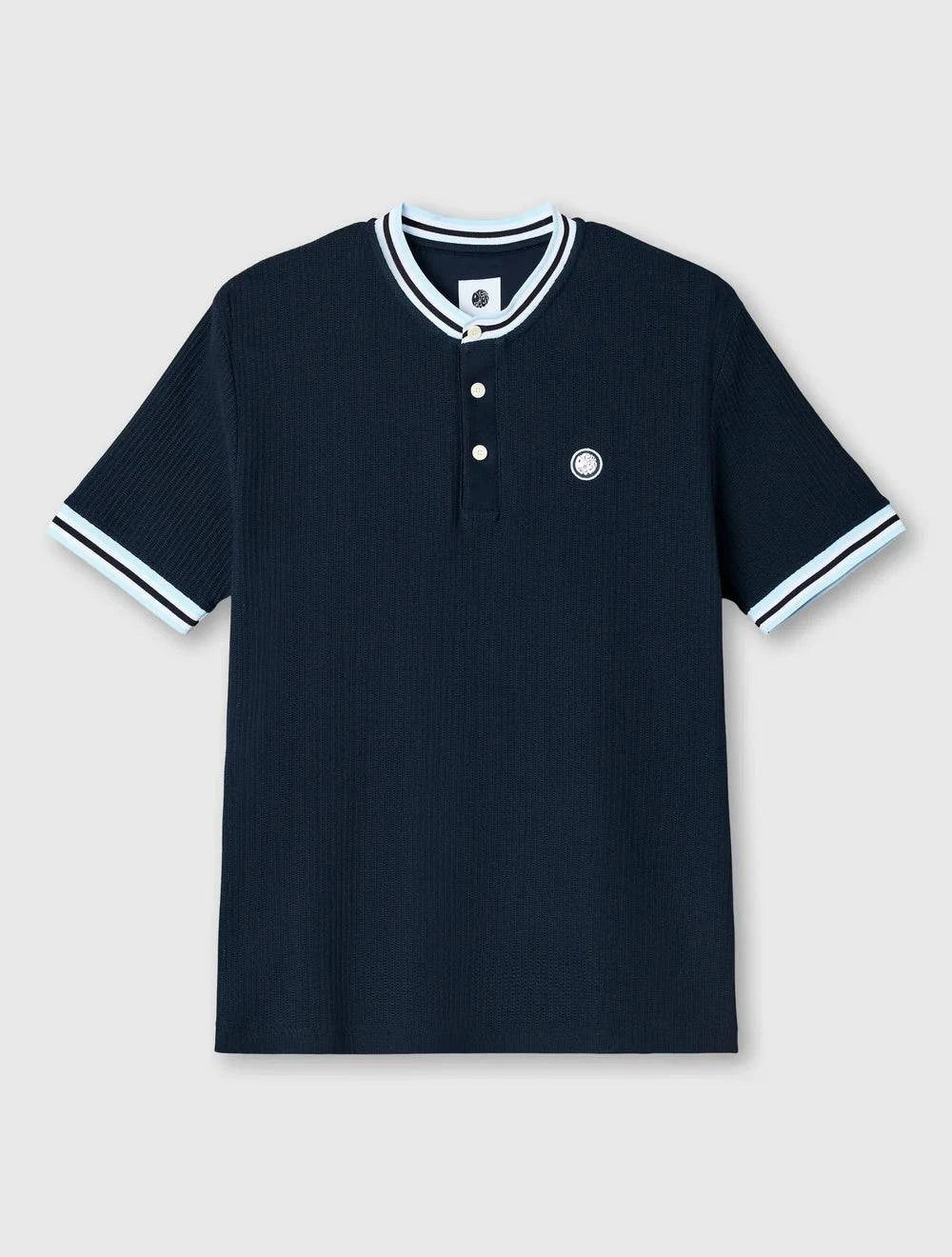 Pretty Green Cressa Tipped Grandad Polo Navy