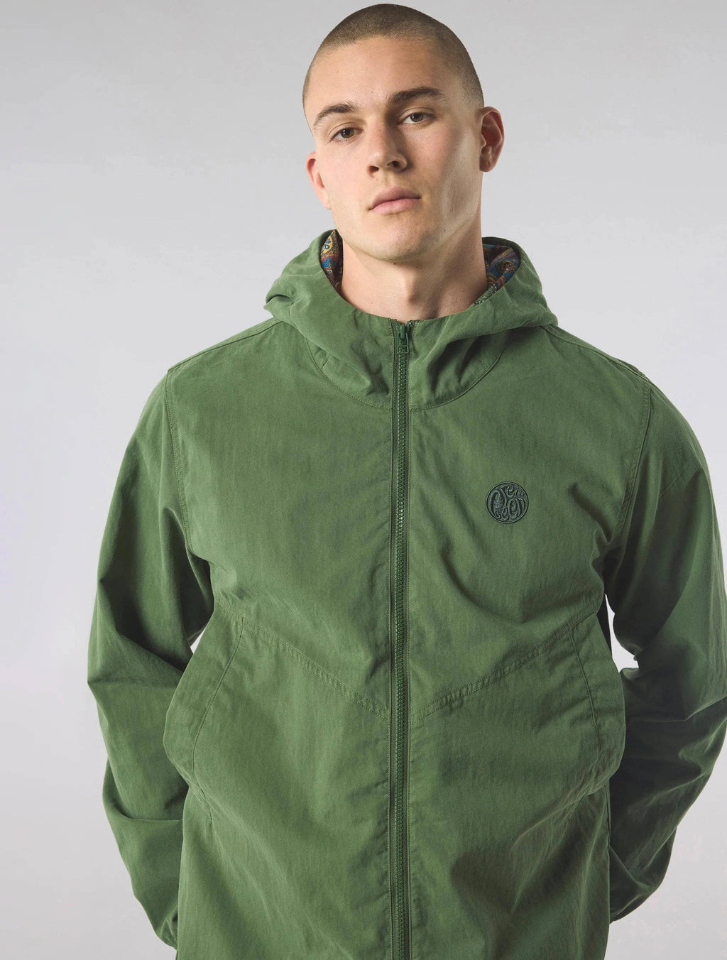 Pretty Green Feltham Paisley Hooded Jacket Khaki