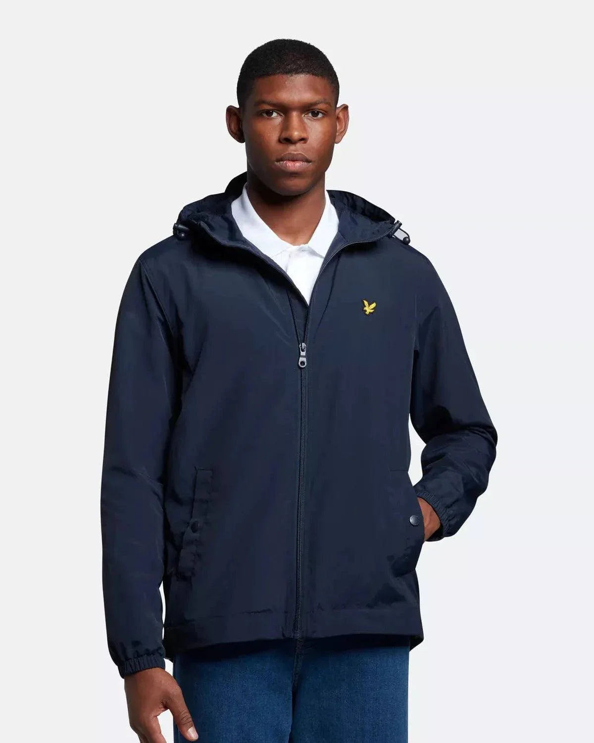 Lyle & Scott Zip Through Hooded Jacket In Navy