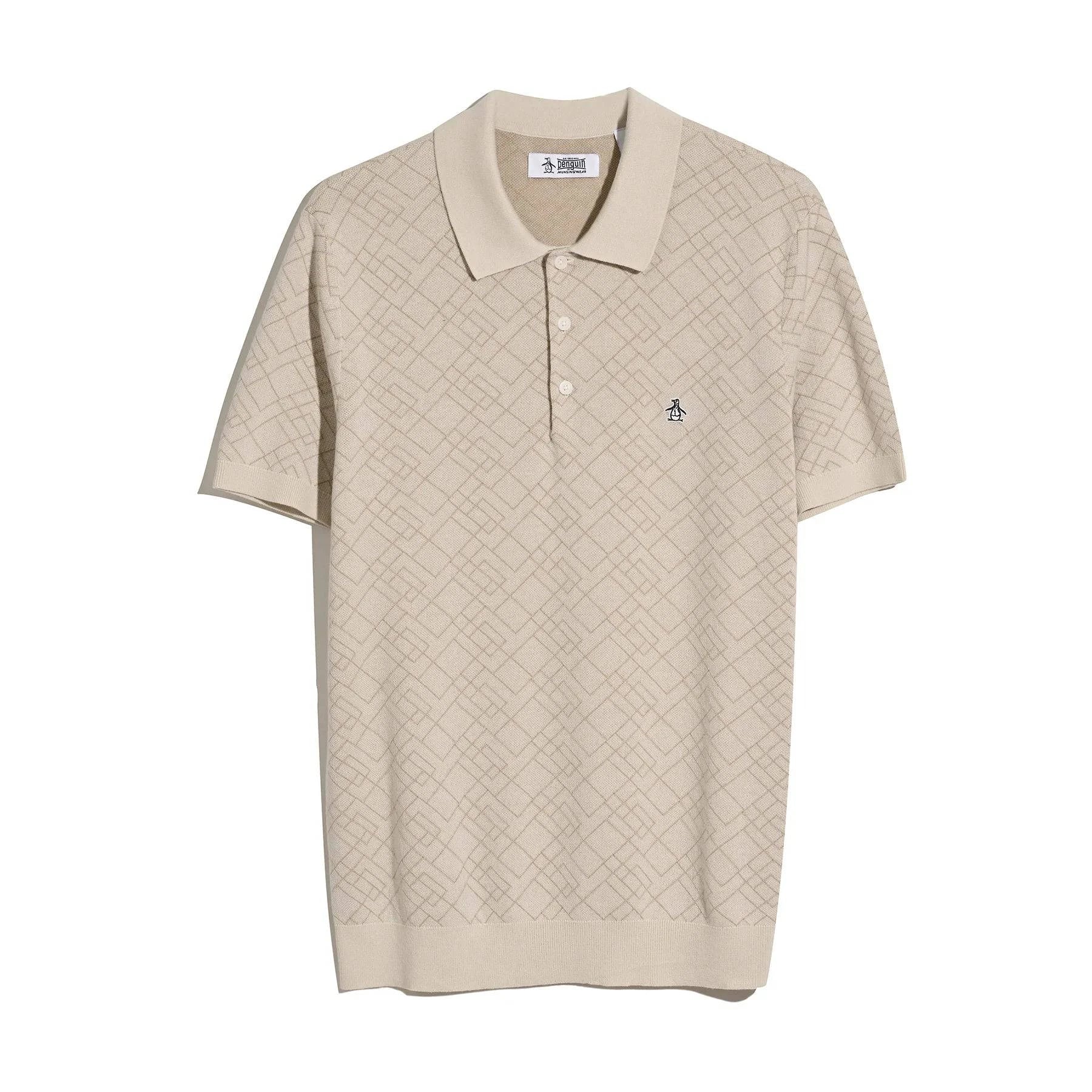 Original Penguin Jaquard Sweater Polo Shirt in Birch