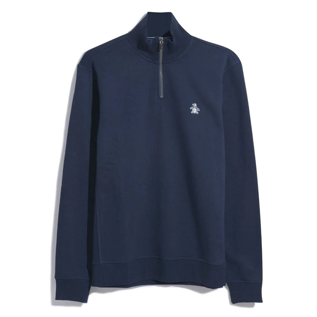Original Penguin Cotton Quarter Zip Sweatshirt in Dark Sapphire