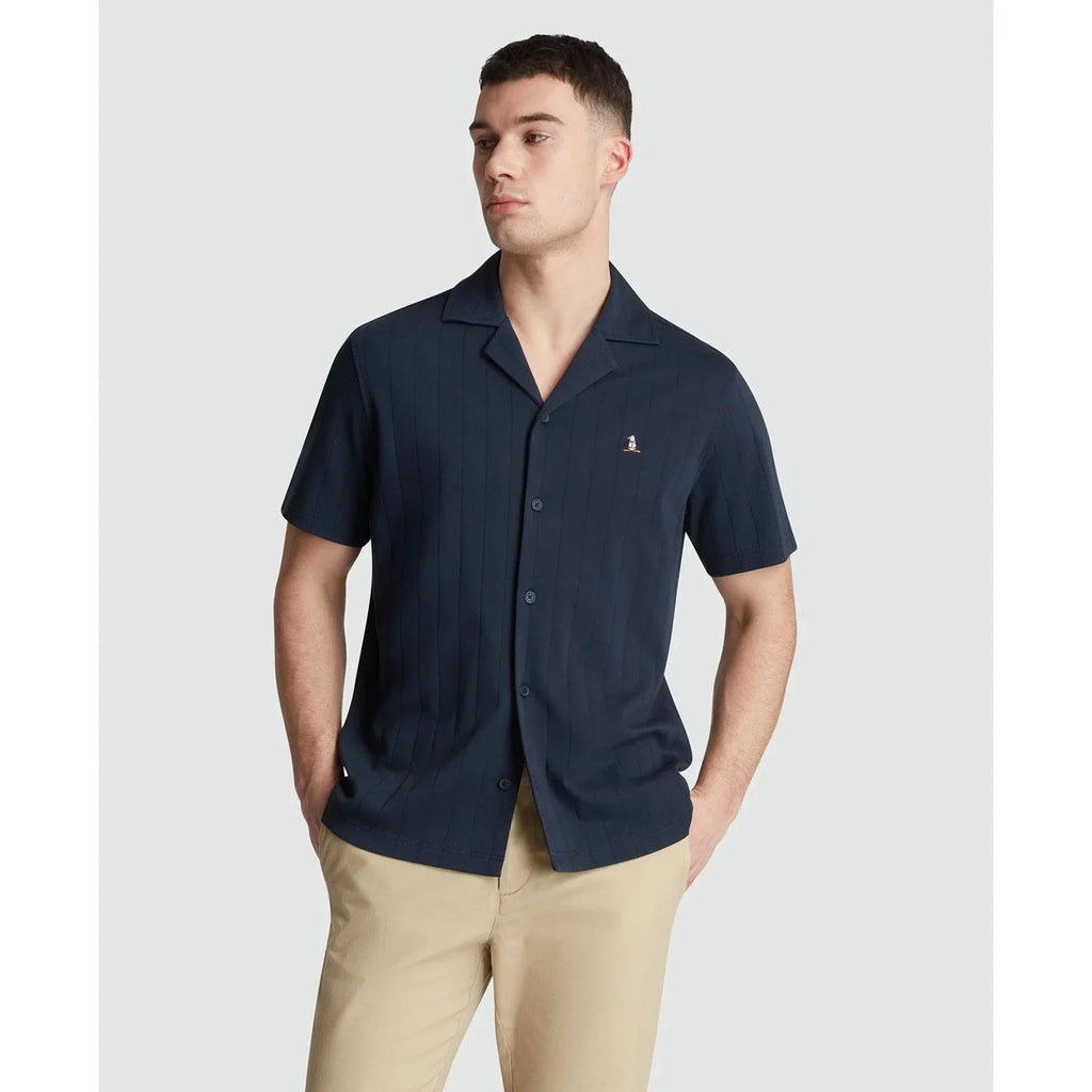 Original Penguin Short Sleeve Shirt With Camp Collar in Dark Sapphire