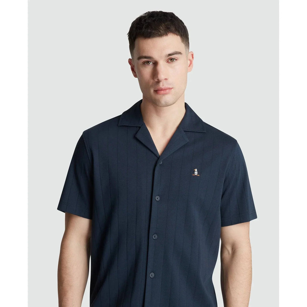 Original Penguin Short Sleeve Shirt With Camp Collar in Dark Sapphire