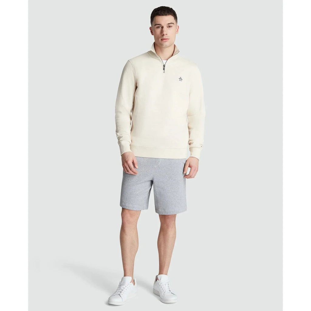 Original Penguin Fleece Quarter Zip Sweatshirt In Birch