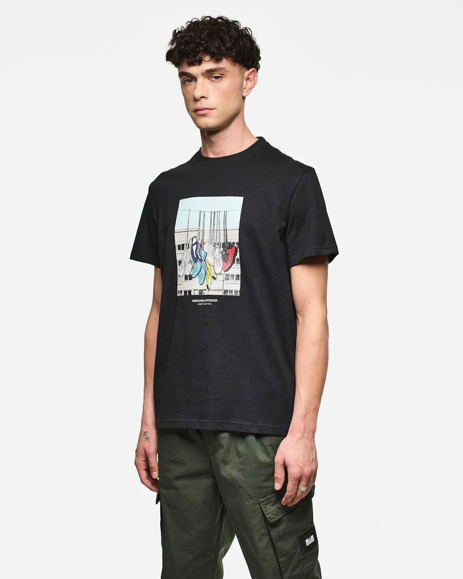 Weekend Offender Battle Lines Graphic T-Shirt Black