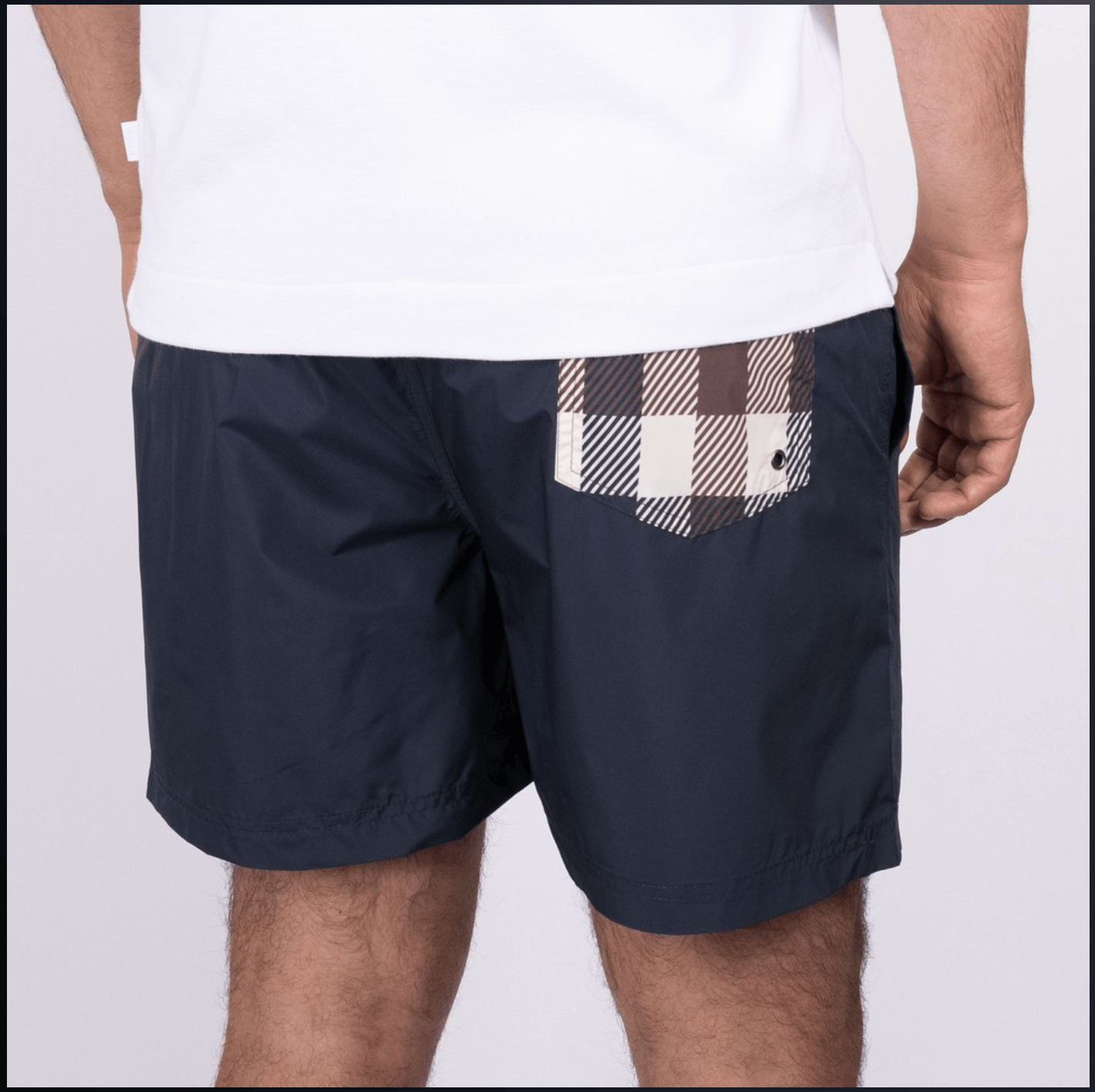 Aquascutum Club Check Pocket Swim Shorts Navy