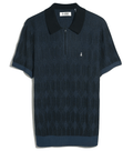 Original Penguin Novelty Jacquard Quarter Zip Polo Shirt Sargasso Sea
