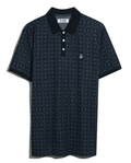 Original Penguin Knitted Jacquard Circles Polo Shirt Dark Sapphire