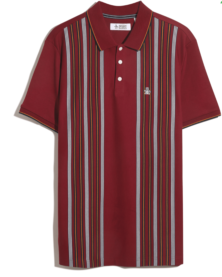 Original Penguin Interlock Vertical Stripe Polo Shirt Cabernet