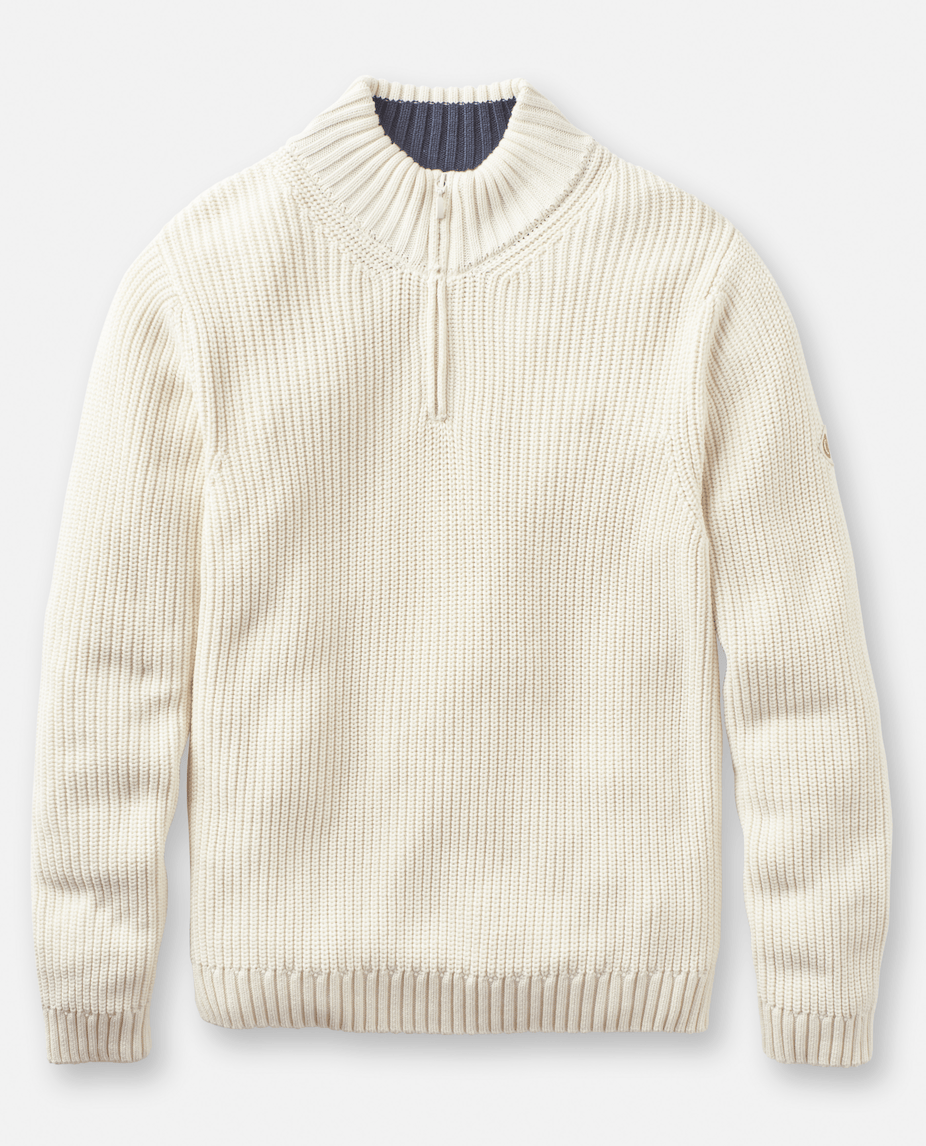 Henri Lloyd Golant Quarter  Zip Ribbed Knit In Ecru