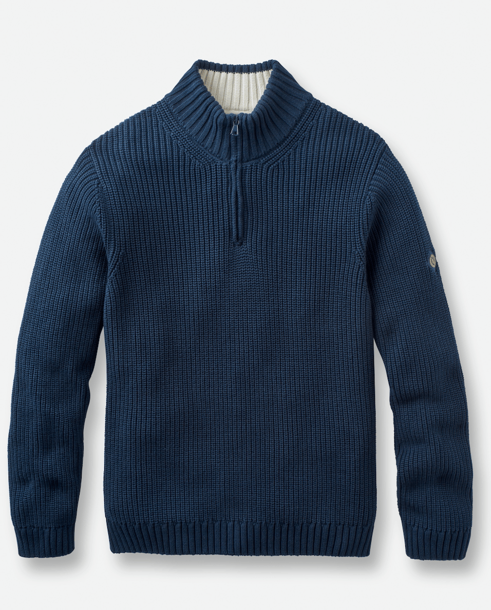 Henri Lloyd Golant Quarter Zip Ribbed Knit In Navy Blue