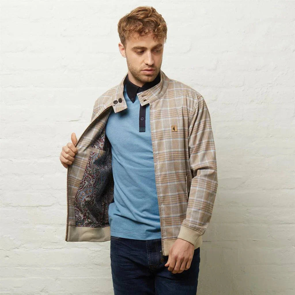 Gabicci Hadrian Paisley Lined Check Jacket Latte
