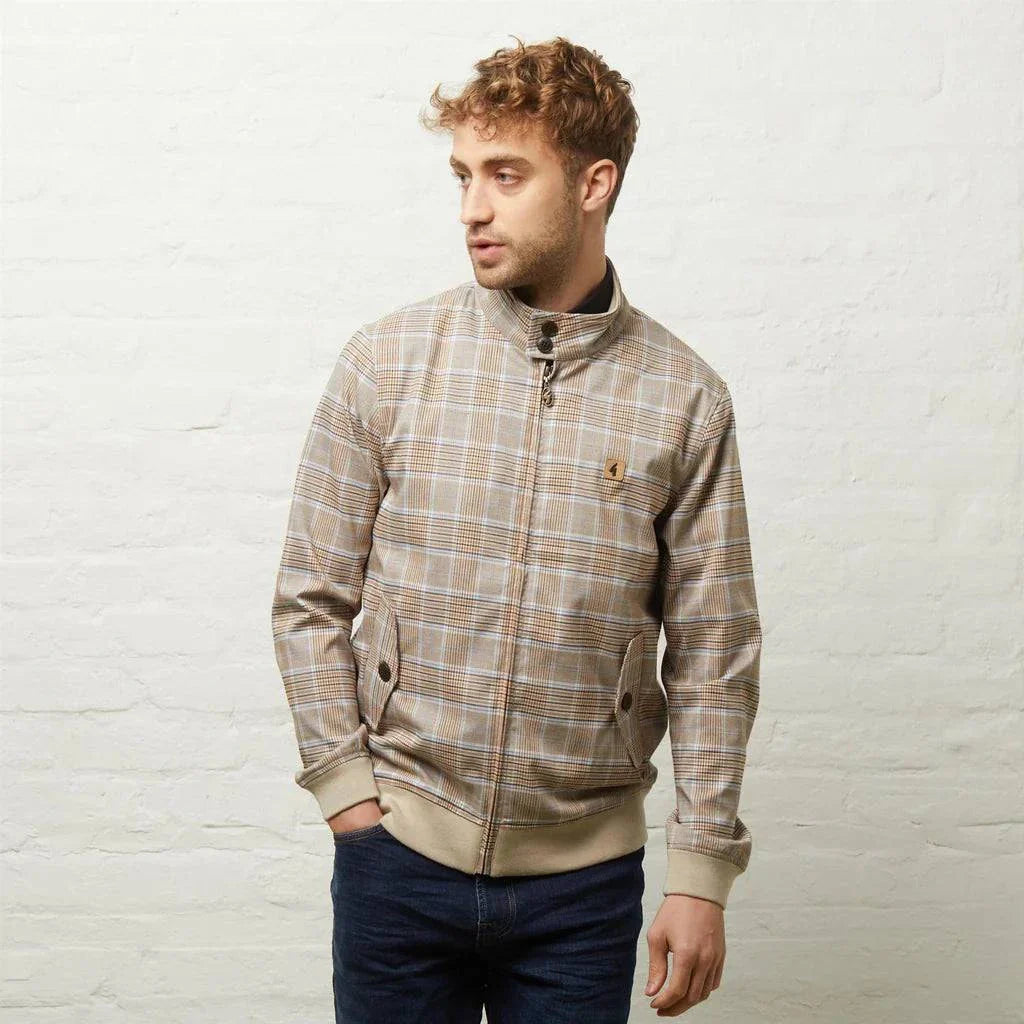 Gabicci Hadrian Paisley Lined Check Jacket Latte