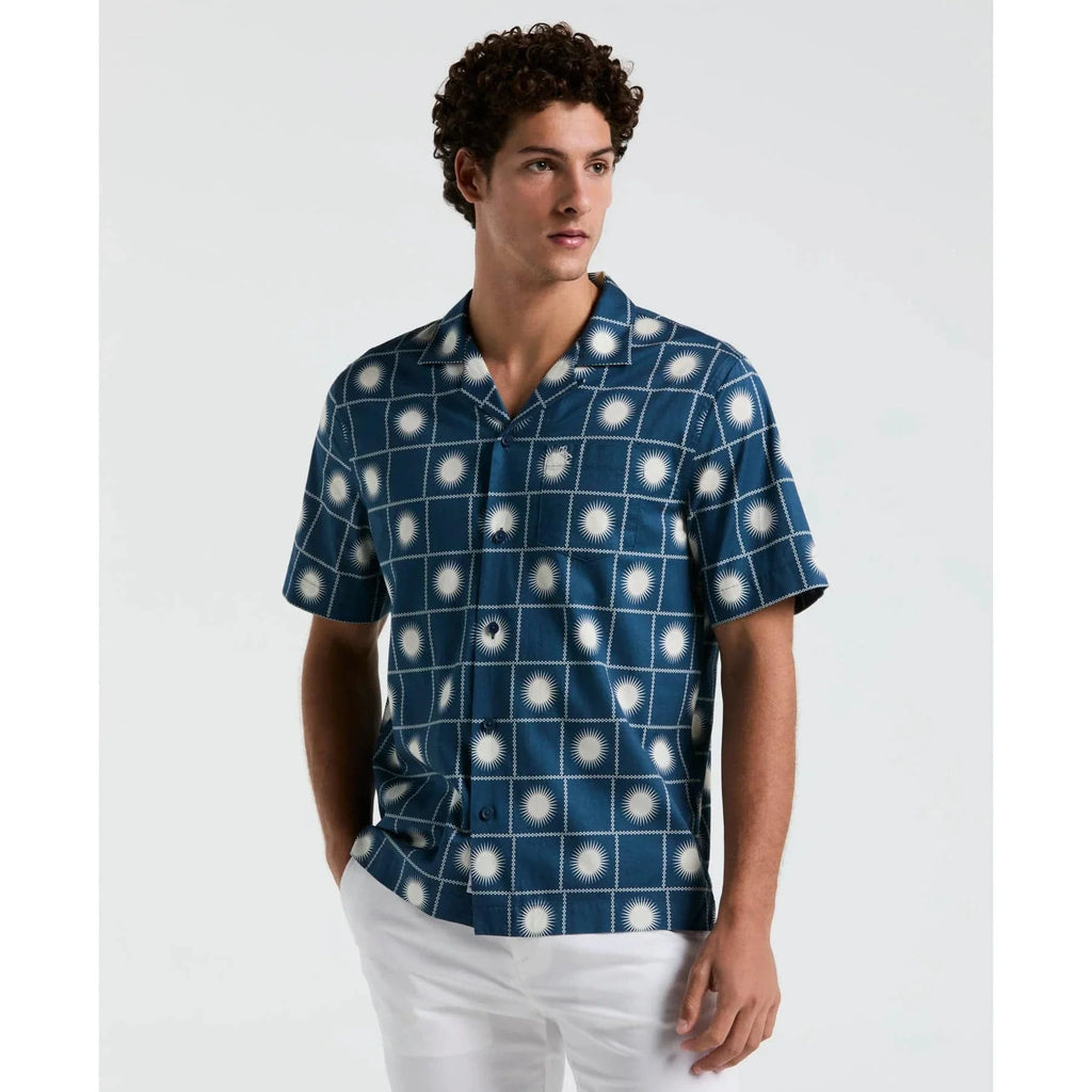 Original Penguin Sun Check Print Shirt In Blue Wing Teal