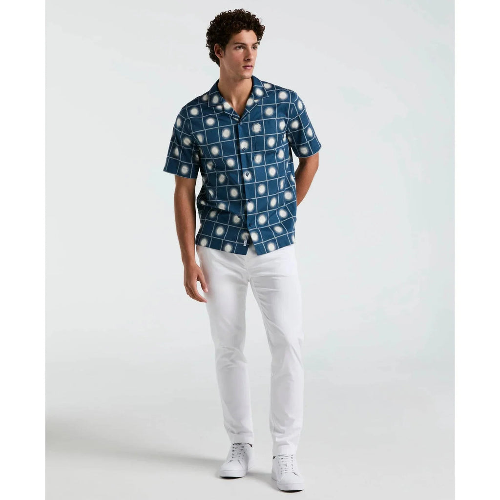 Original Penguin Sun Check Print Shirt In Blue Wing Teal