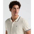 Original Penguin Drop Needle Button Front Sweater Polo Shirt In Birch