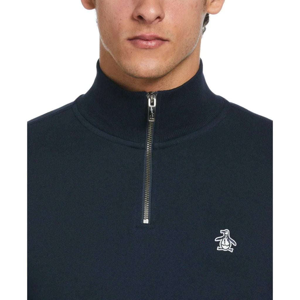 Original Penguin Cotton Quarter Zip Sweatshirt in Dark Sapphire