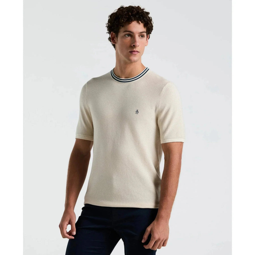 Original Penguin Textured Sweater Knit T-Shirt Birch