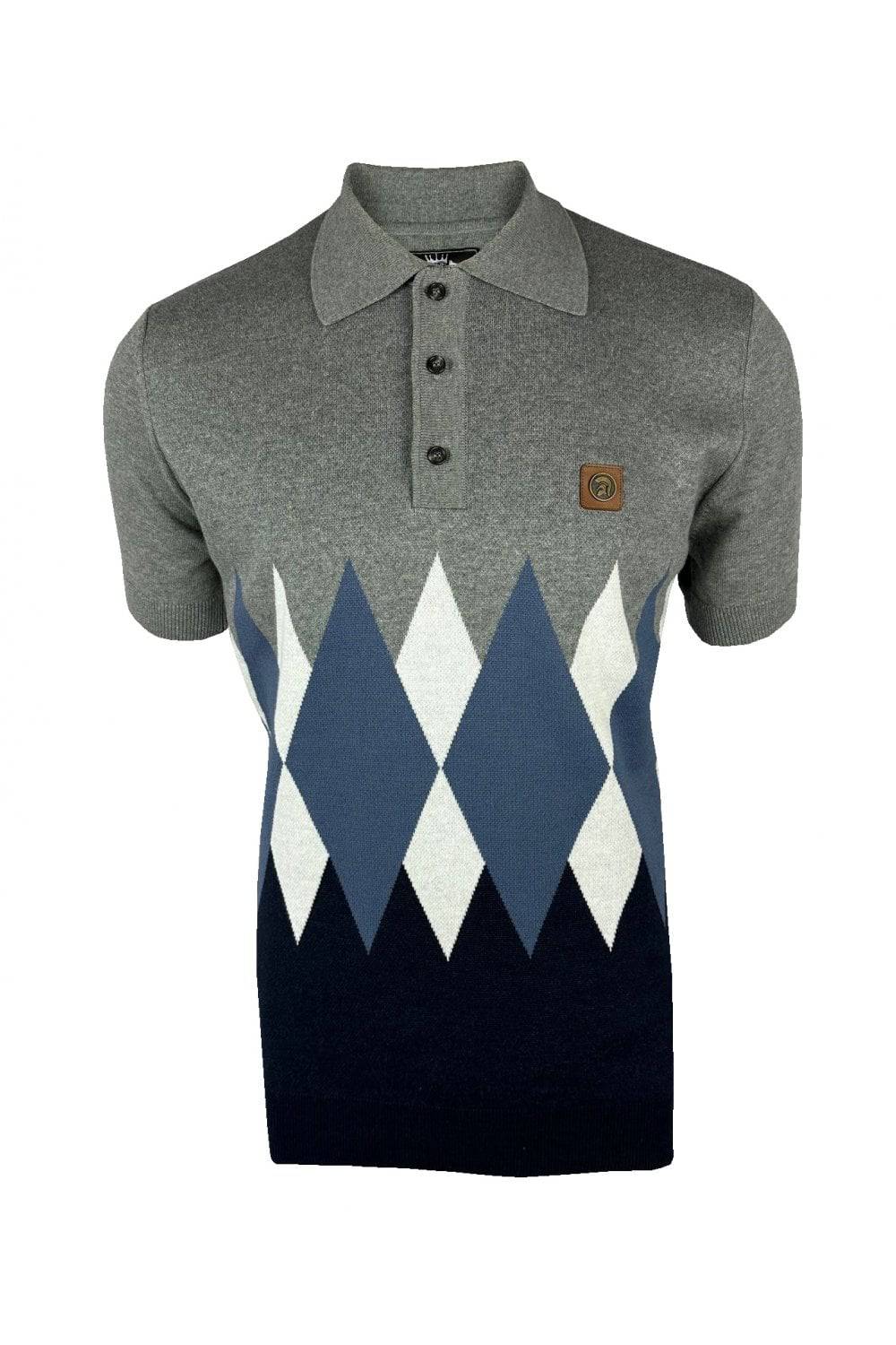 Trojan Border Diamond Fine Gauge Polo Grey
