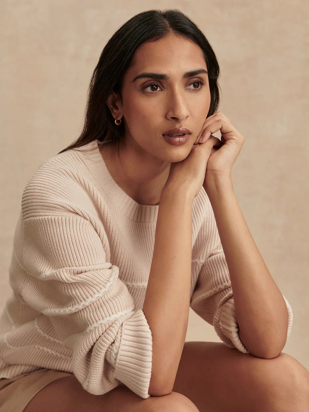 Meryl Stripe Knit Sweater - Oat Milk - Image 3