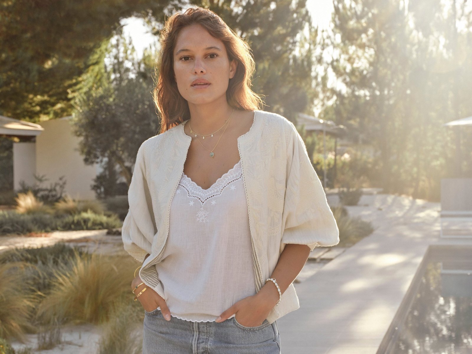 Averi Emb Jacket - Ivory - Image 2