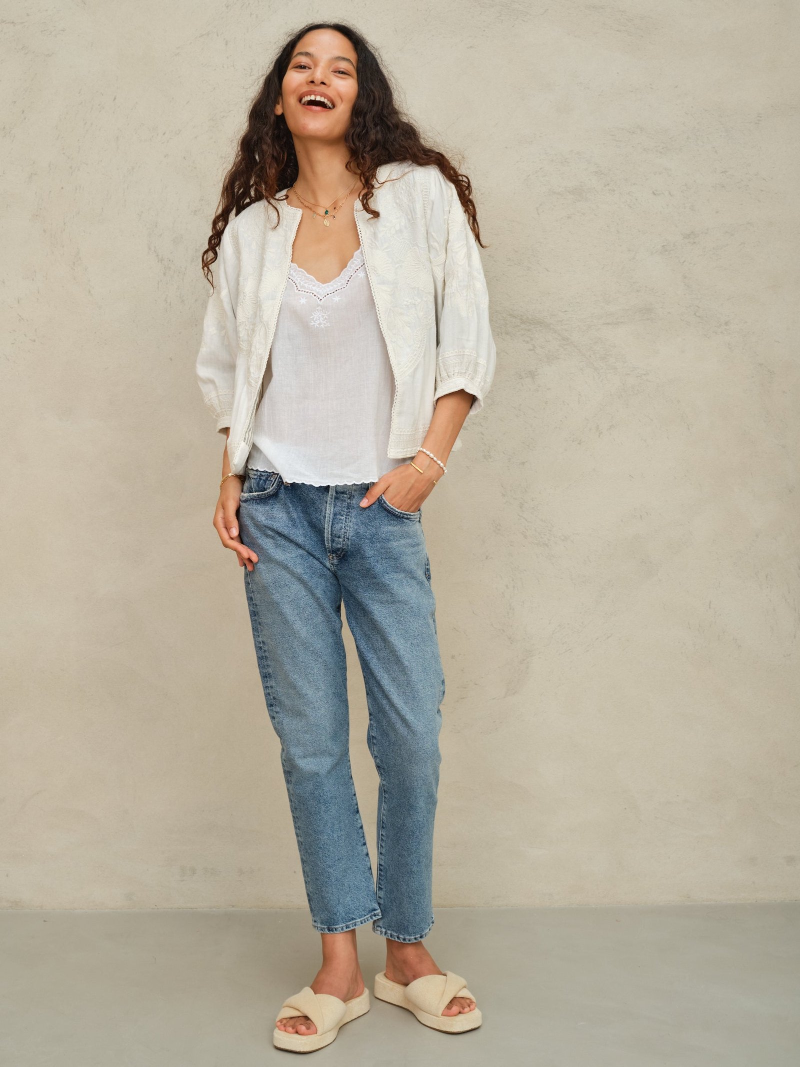 Averi Emb Jacket - Ivory - Image 4