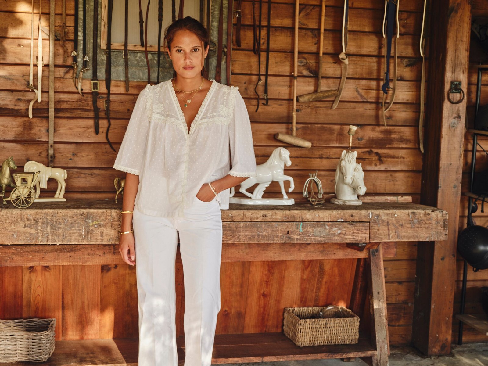 Brea Frill Emb Top - Ivory - Image 2