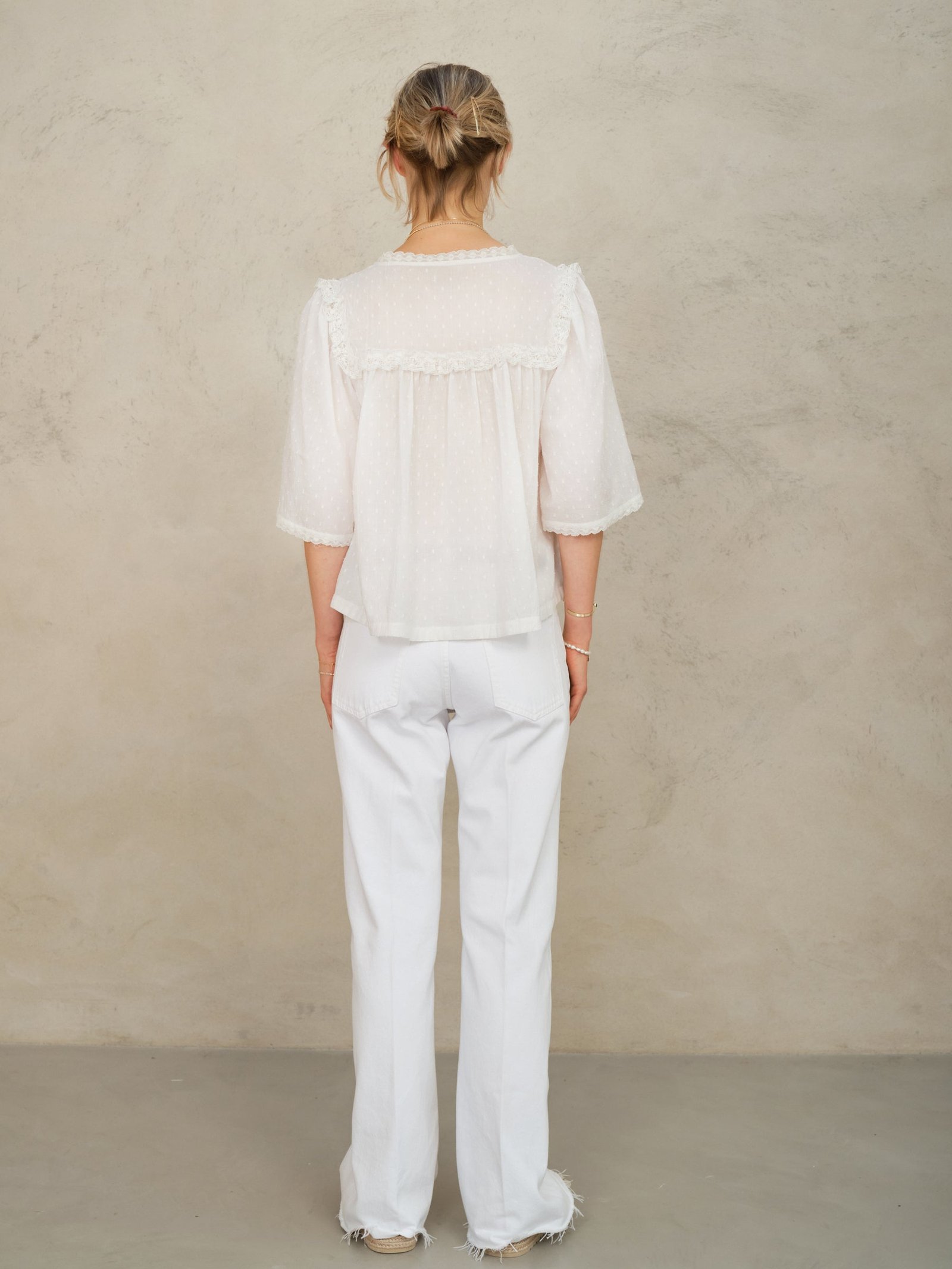 Brea Frill Emb Top - Ivory - Image 5