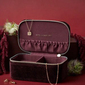 EBP6944 Quilted lid mini jewellery box burgundy velvet