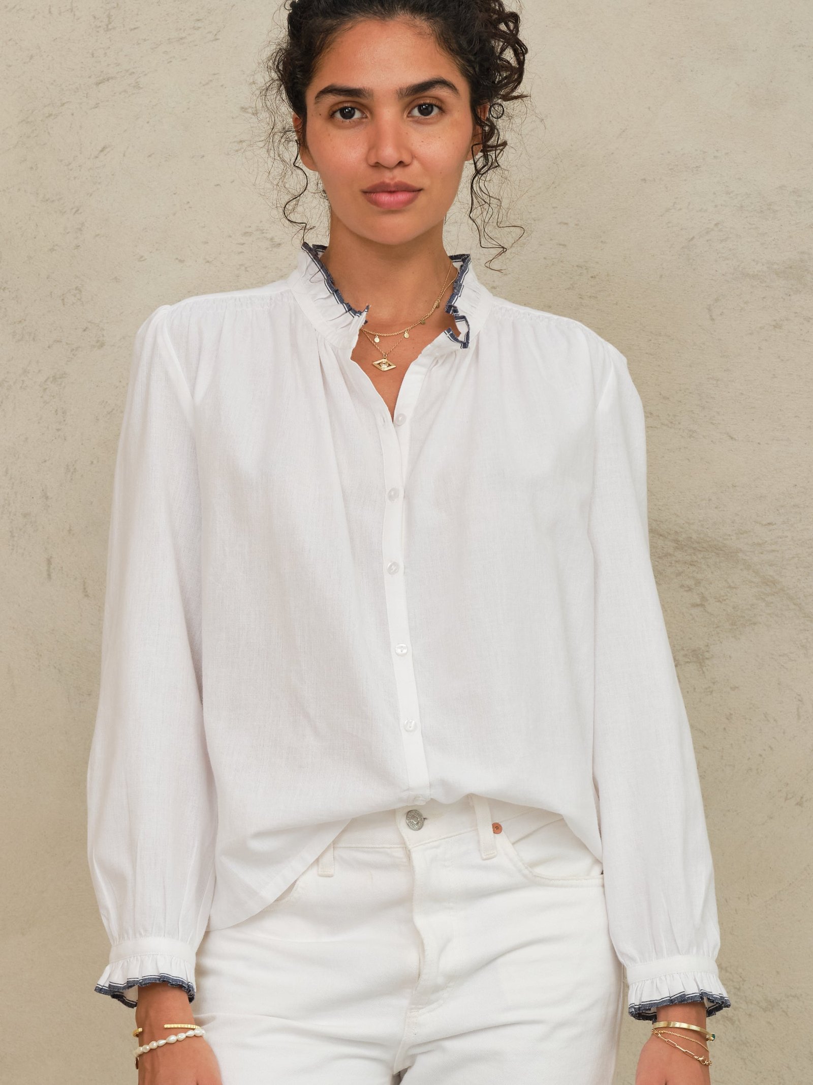 Chrissie Long Sleeve Top - Ivory - Image 3