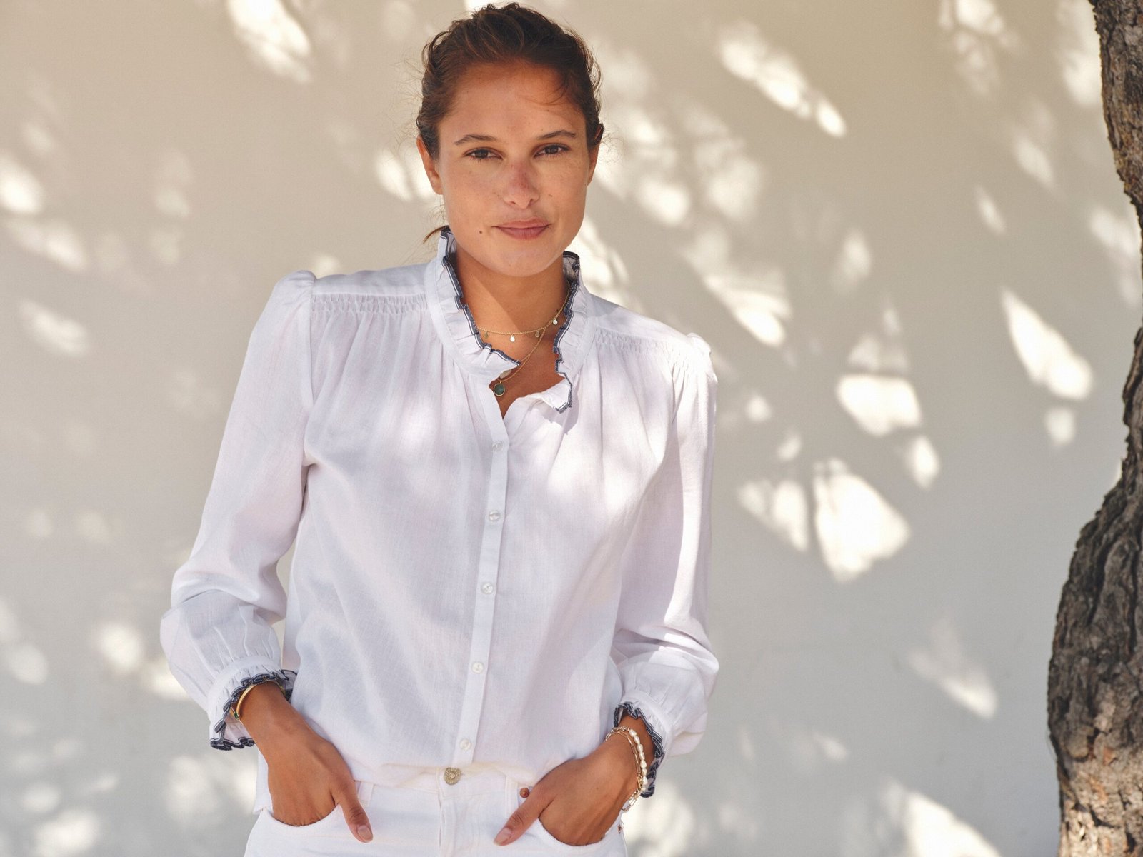 Chrissie Long Sleeve Top - Ivory - Image 2