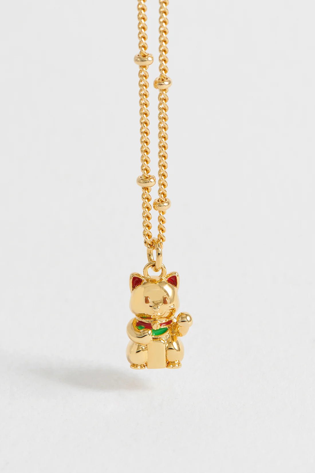 EBN6924G Lucky Cat Necklace Gold - Image 3