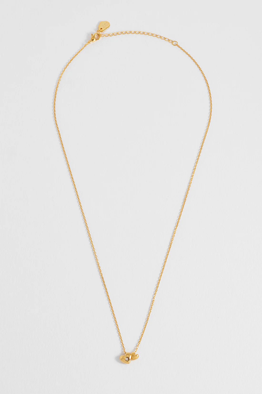 EBN7103G Double Heart and CZ Necklace - Image 3