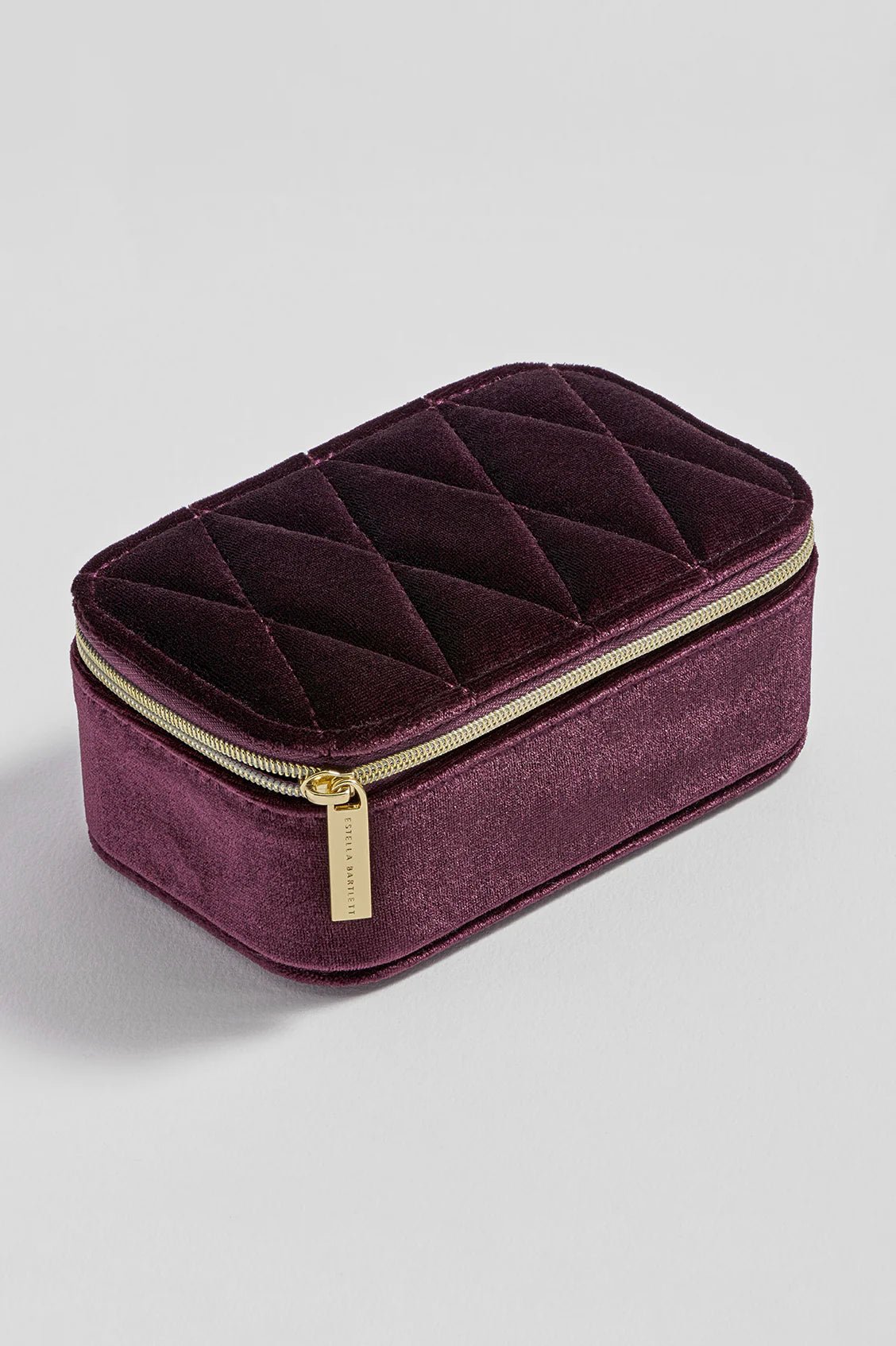 EBP6944 Quilted lid mini jewellery box burgundy velvet - Image 2